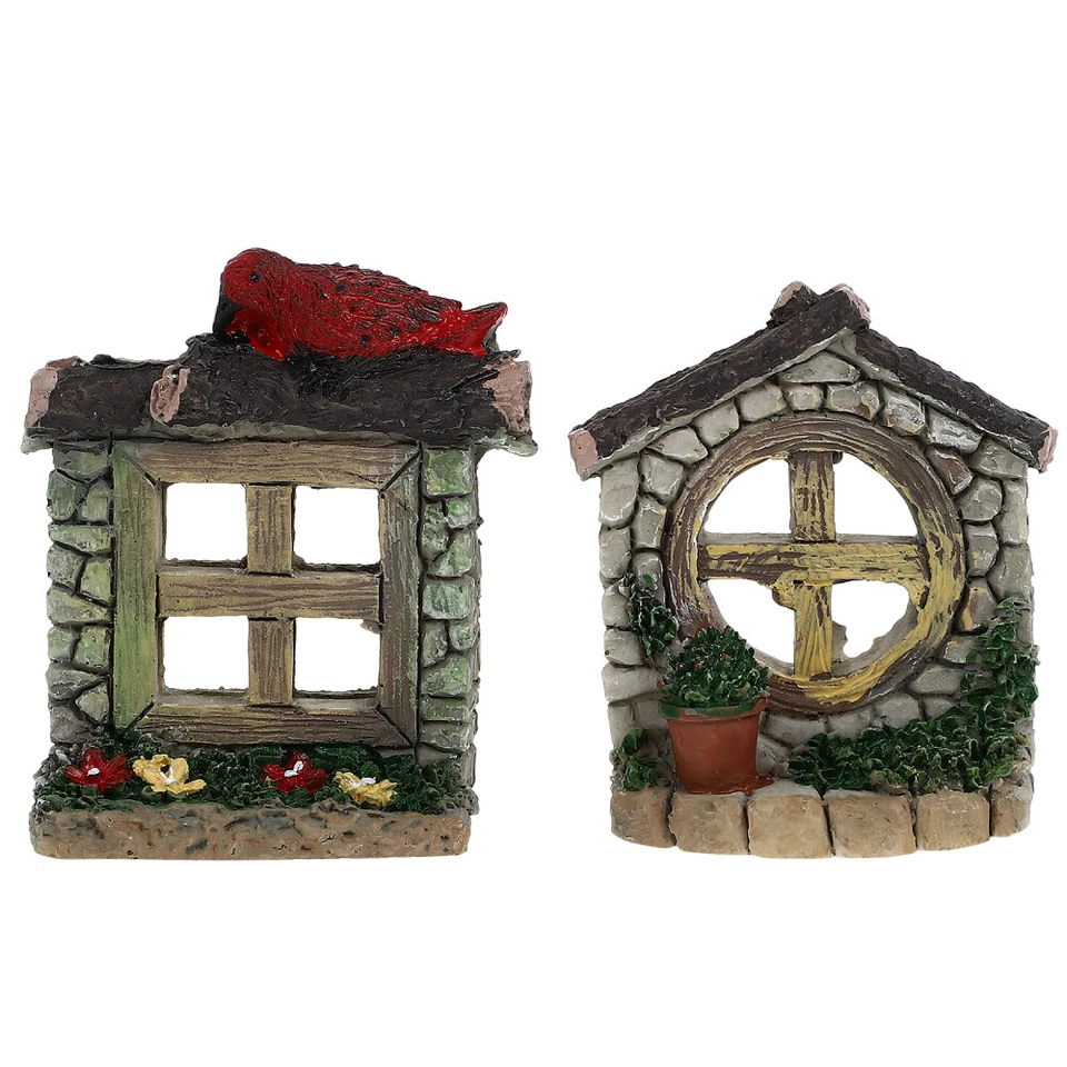 2 piezas Micro Paisaje Decoración Árbol Abrazador Patio Arte Miniatura Ventana Puerta Foto 4 de 4
