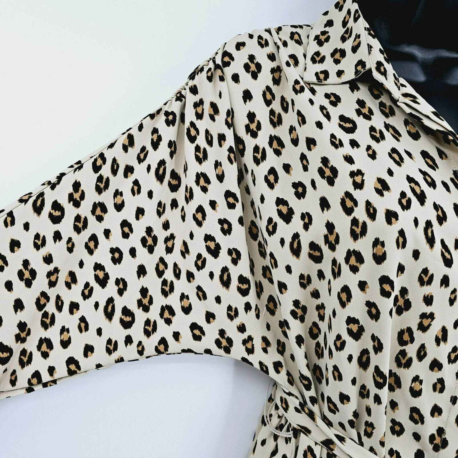 Chicos Leopard Print Shirt Dress 0 S 4 Tie Waist … - image 3