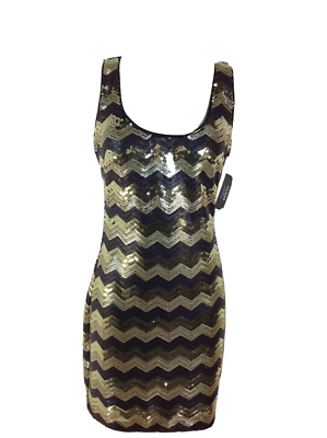 GUESS NWT GOLD/BLACK Sequin Party Cocktail Dress size 8 | eBay