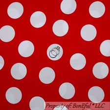 BonEful Fabric FQ Cotton Quilt Red White Large Minnie Mouse Polka Dot Disney USA