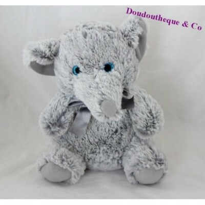Peluche éléphant MAX SAX gris gros yeux 24 cm (MO3506)