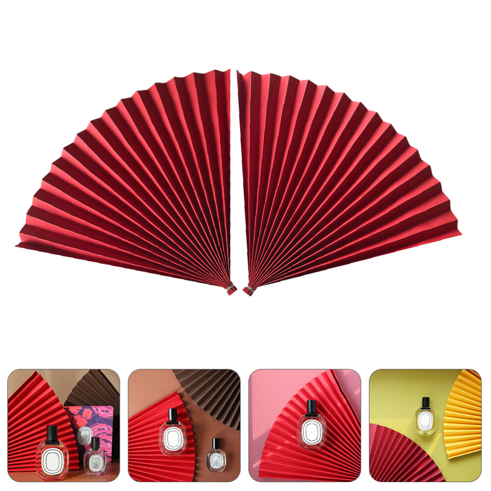 2Pcs Lunar New Year Decoration Red Paper Hand Fan Paper Fan Decor eBay
