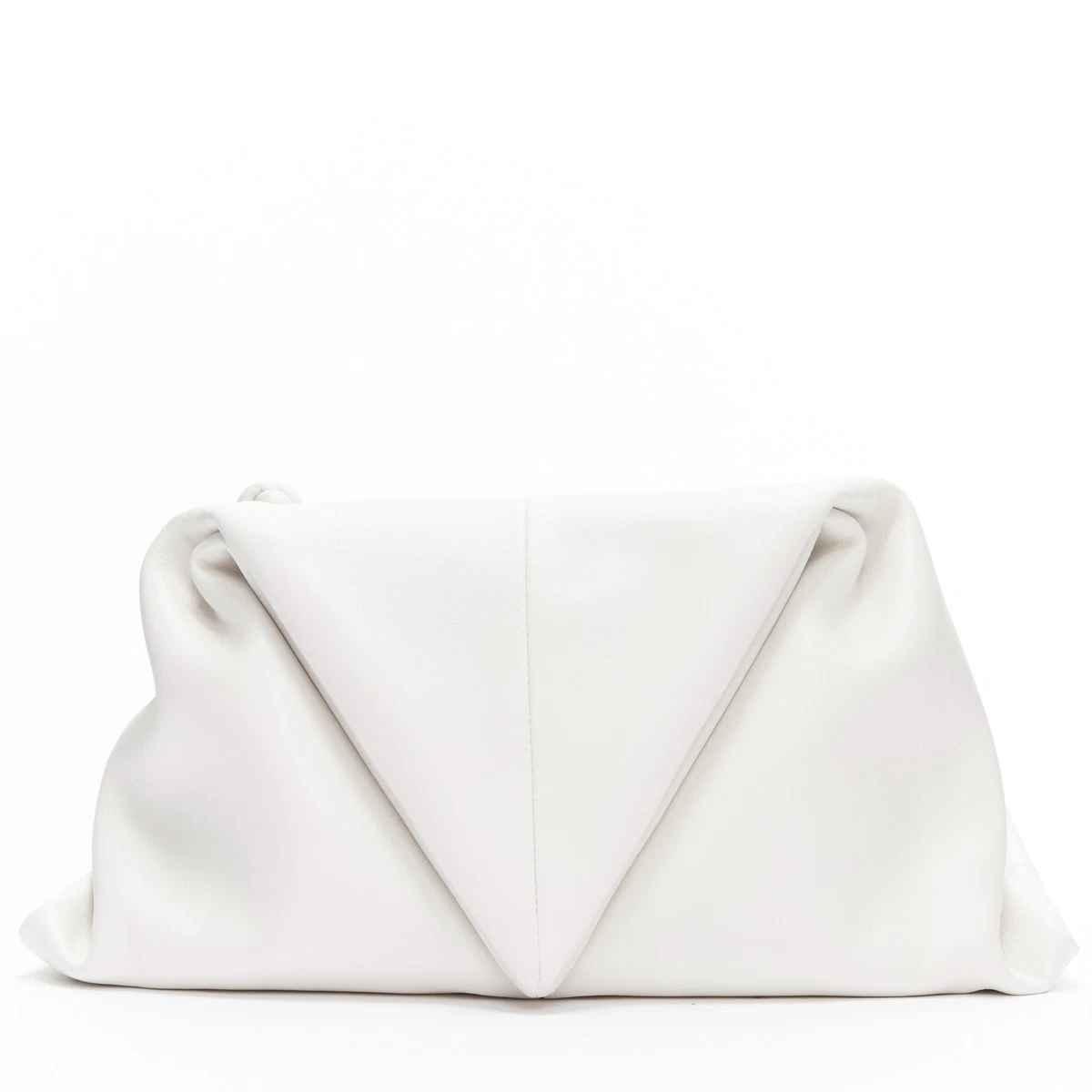 BOTTEGA VENETA Trine white triangle foldover dumpling clutch bag | eBay