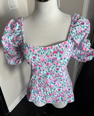 Lilly Pulitzer Bitsy Top in Hottie Dottie Print, Size 2.  EUC