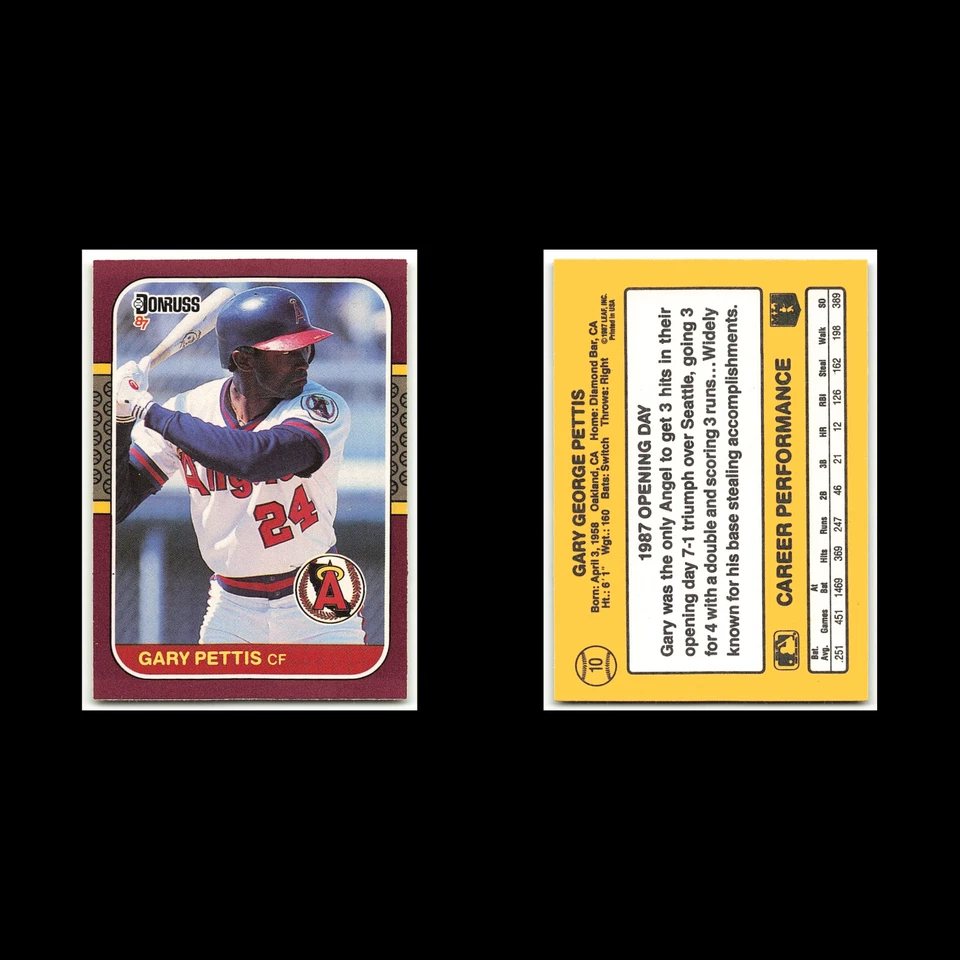 Gary Pettis #10 1987 Donruss Opening Day California Angels Baseball Card MLB NM - Image 3 of 3