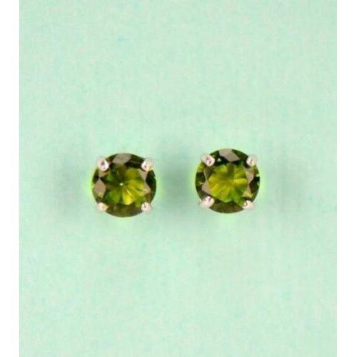 14K Solid White Gold 4mm Round Birthstone Stud Earrings with Push Back - Picture 15 of 19