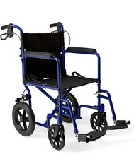Medline MDS808210ABE 18x16" Aluminum Transport Chair - Blue