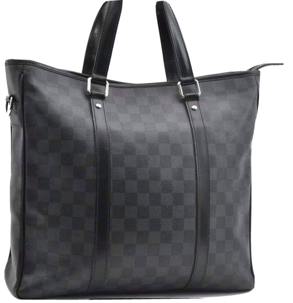 Authentic Louis Vuitton Tadao Damier Graffiti Tote Bag Leather Black DU4153