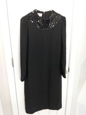 Unbranded Black Lightweight Shimmer  Party Evening Dress Unlined Sz Med Long Slv