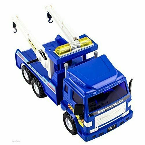 Police Wrecker Tow Truck Medium Duty Friction Powered Toy Super, Blue Big Daddy  - Picture 2 of 5