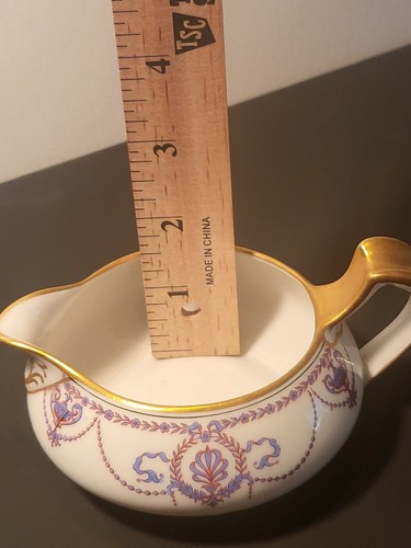Haviland & Co. Limoges Francia CUENCO DE AZÚCAR Y CREMA Swag/Cobalto Real ~ Borde Dorado - Imagen 13 de 15