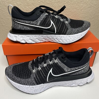 nike react infinity run flyknit 2 mens size 11 CT2357-101 White Black Shoes New 