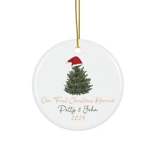 First Christmas Married Ornament Personalized Gift for Couple Custom Wedding