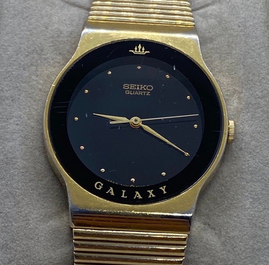 Seiko Credor Galaxy Vintage Ladies Watch Quartz Gold Plated Black