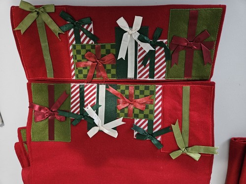Set Of 3 Christmas Red Gift Wrapped Ends 54" Runners By St. Nicholas Square - Picture 6 of 8