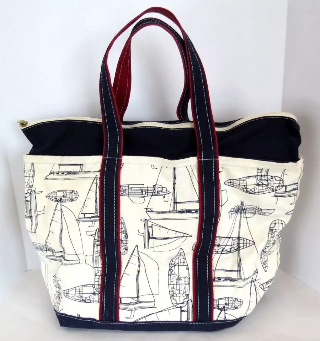 RARE - Vintage LL Bean Boat & Tote Bag Sailing Bag Sailboats