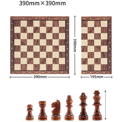 Schachspiel magnetisch faltbar tragbar Massivholz Brett Lernspiele für Kinder