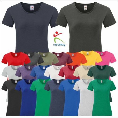  T-Shirt Fruit of the Loom neu ikonisches Mädchen & Damen schlicht 100 % Baumwolle - Bild 1 von 28