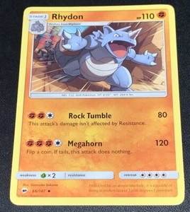Pokemon Rhydon 66 147 Cartao Incomum Quase Perfeito Estado Burning Shadows Ebay