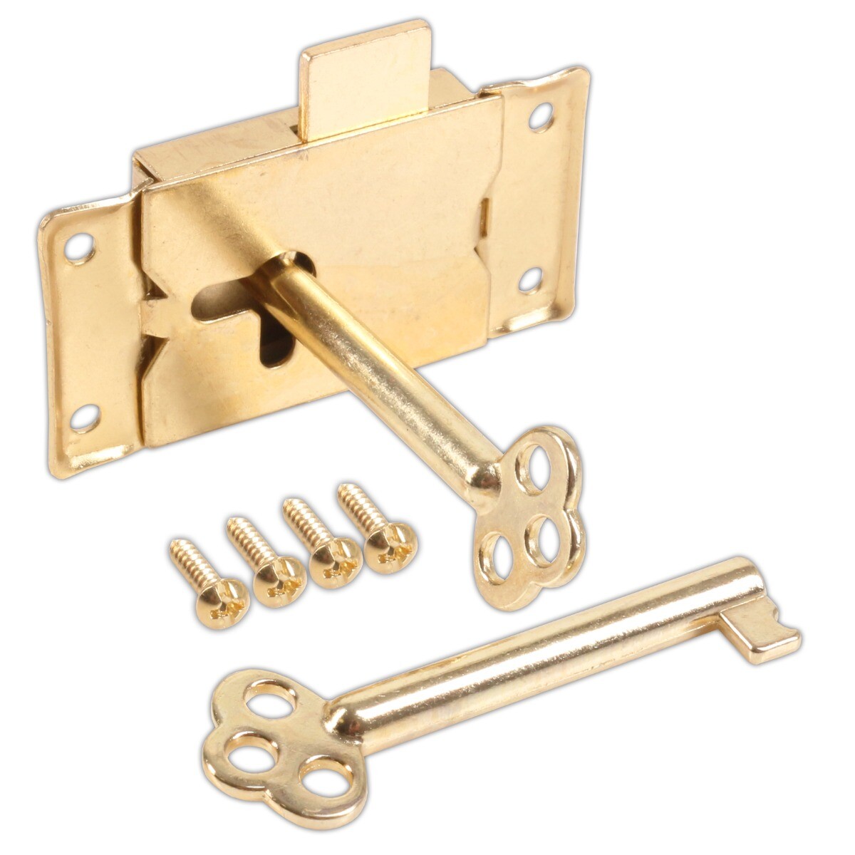 BRASS WARDROBE LOCK & 2 KEYS Retro Old Style Cupboard Drawers Door