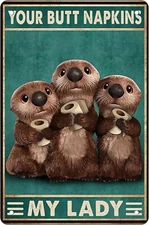 Metal Decorative Signage Otters Gothic Bathroom Sign 12.0 x 8.0 inches