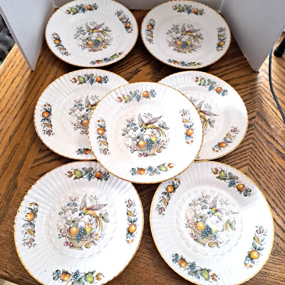 Royal Tara Bird With Fruit 6'' Plates Set of 7 Tara Hall