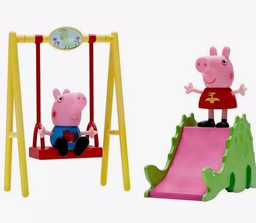 Peppa Pig Dino Park with George Dinosaur Slide Swing Playground Jazwares NEW - Picture 6 of 6