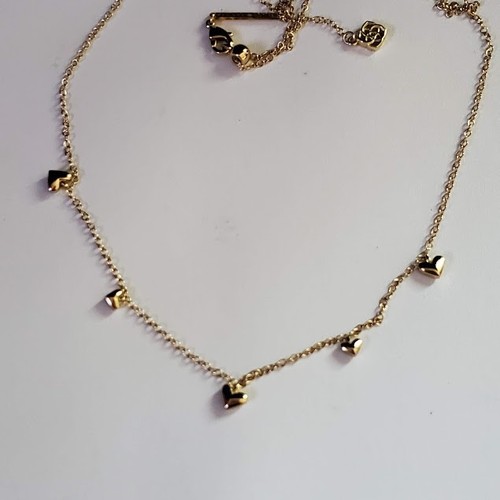 Kendra Scott Phoebe Gold Tone Heart Charm Multi Station Necklace Delicate Gift