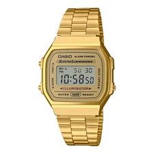 Casio Vintage A168WG-9WDF Illuminator Unisex Gold Digital Alarm Watch A168WG9W