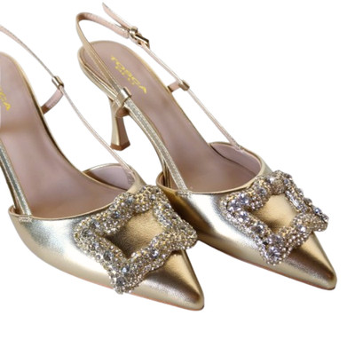 TOUGH BLUE JASMINE LEATHER SLINGBACK W/ACC. ORO