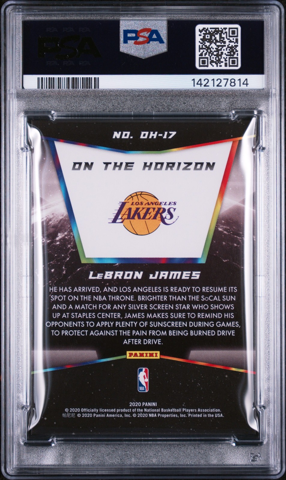 2020 PANINI ON THE HORIZON #OH17 LEBRON JAMES PSA 9 view 2