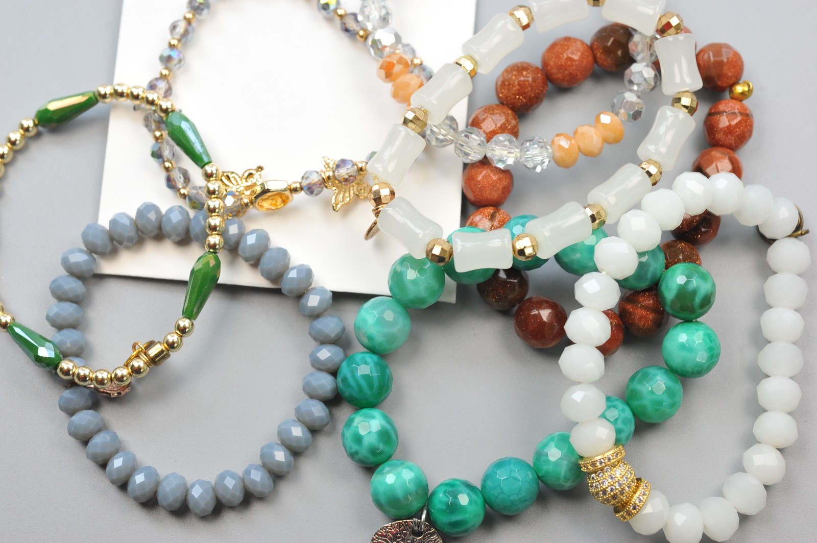 Stackable Stretch Bracelets LOT  spring Beaded fa… - image 2