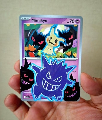 Pokémon GENGAR PEEK A BOO Hand Drawn Art on Card Original ACEO Art Collectible