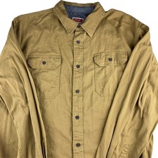 Wrangler Flex For Comfort Mens XL Tan Button Down Shirt Stretch Long Sleeve