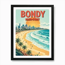 Sydney Vintage Travel Poster 1 Art  Framed Wall Art Poster Canvas Print Picture