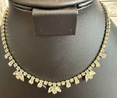 Vintage Rare Signed Garne Jewelry Necklace Glass Rhinestone Choker  15 