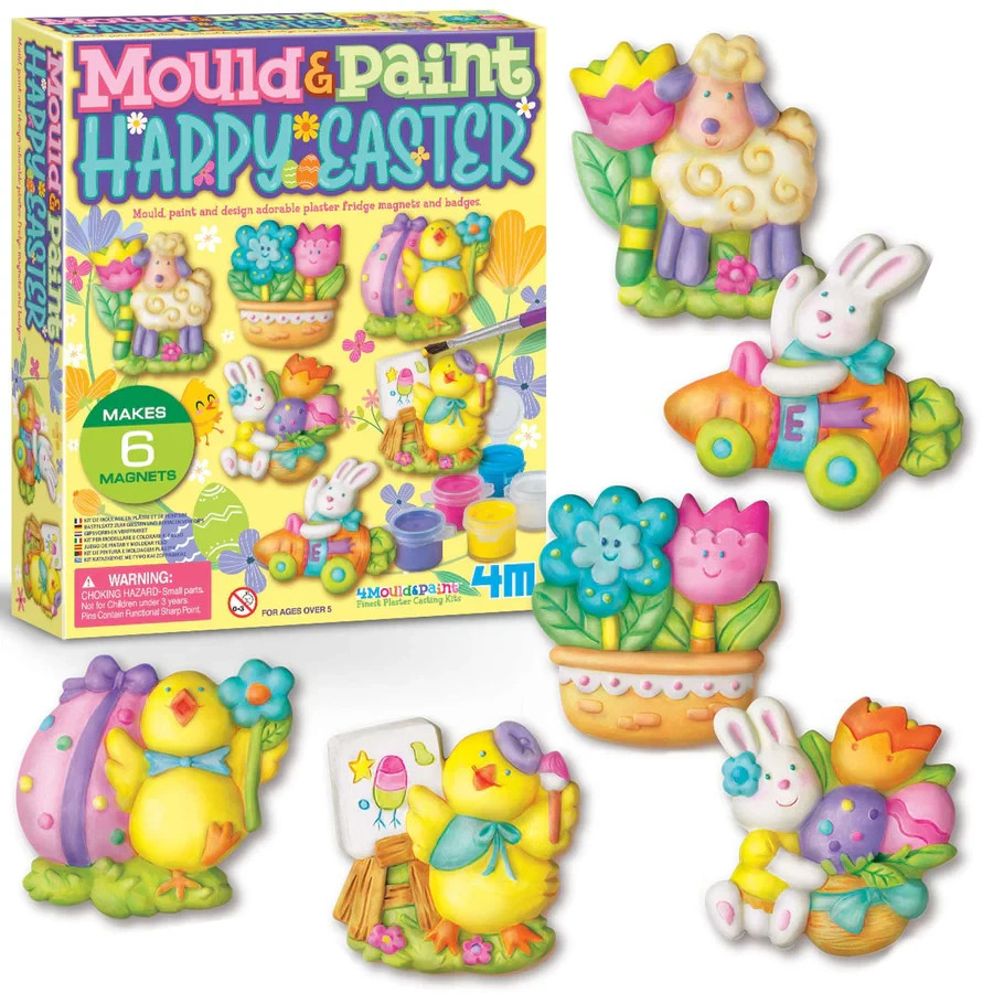 Happy Easter Mould and Paint Kit Clay Magnet Craft Painting Kit - NEW