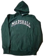 Vintage Y2K Steve Barrys Marshall Thundering Herd Hoodie Green Men Large 29x25
