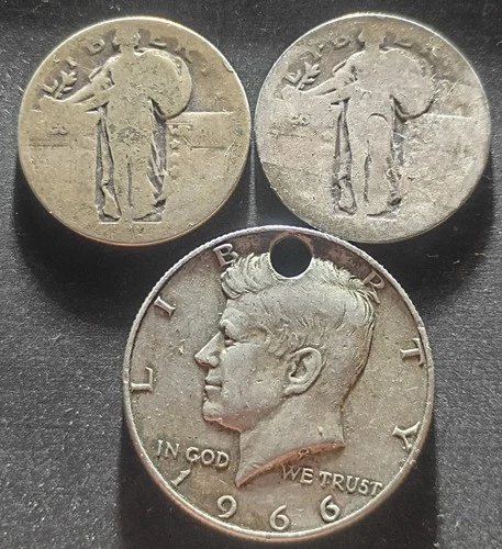 Cull Silver Lot: (2) 90% Silver Standing Liberty Quarters & (1) 40% Slv JFK Half