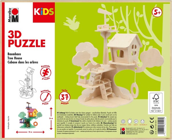 "2 Bis 40X Marabu Kids 3D Puzzle \"Baumhaus\", 37 Teile - Spare Bis Zu 35%"-image