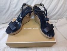 Michael Kors Womens Wedge Blue Signature Size 11 M Sandals Platform Holly W/Box