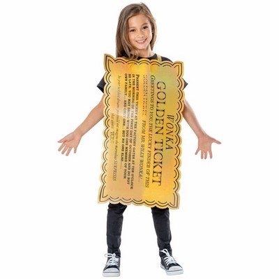 Golden Ticket Wappenrock Willy Wonka Die Schokoladenfabrik Kinder Mädchen Jungen Kostüm