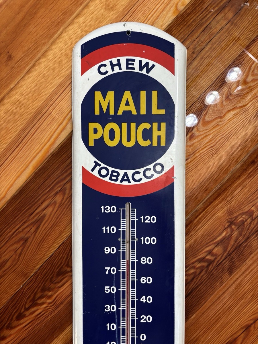 Mail Pouch Vintage Chew Tobacco Cigar Thermometer Metal Wall Sign