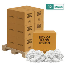 Recycled White Knit T-Shirt Cleaning Rags - 600 lbs. Pallet 12x50 lbs. Boxes