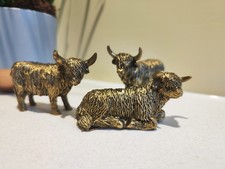 Mini Highland Cow Figurines. Bronze/Gold Colour, hand finished
