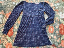 Juicy Couture Silk Dress Sz S Babydoll Y2K Blue Red Skeleton Key Empire Waist