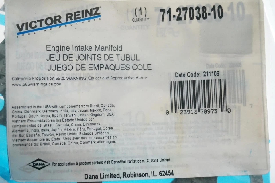 Junta colector admisión Victor Reinz BMW E30 84-91 325Ee 325i 325ix Foto 2 de 2