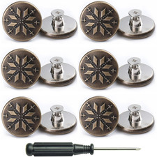 12 PCS Replacement Jean Button No Sew Screw Buttons, 20Mm Removable Adjustable