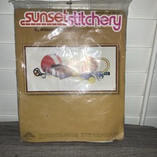 SUNSET STITCHERY ALL AMERICAN Sports Theme Embroidery Kit From 1976 Sealed