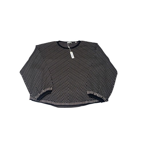 NWT MAX STUDIO LONDON Geometric Knit Sweater Black Tan XL MSRP $128